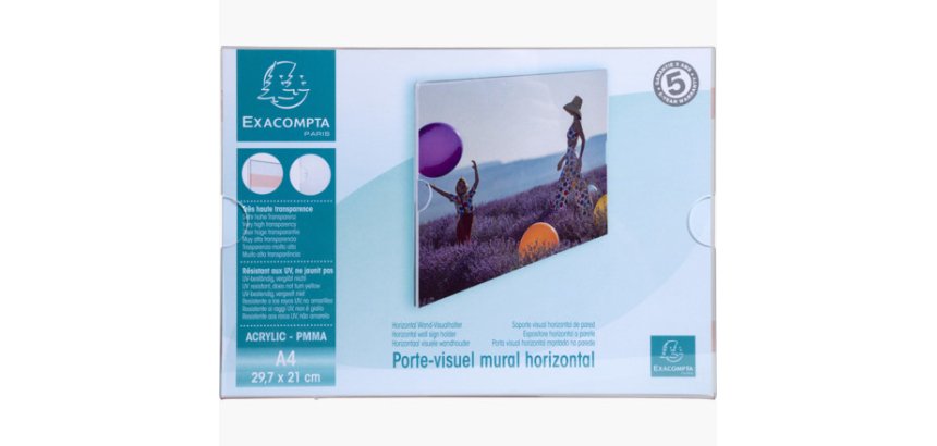 Porte-visuel mural horizontal A4 - Cristal