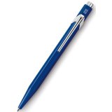 Stylo-bille caran d'ache 849 métal-x line aluminium bouton poussoir corps hexagonal bleu encre bleue pointe moyenne