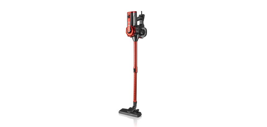 Haeger VC-600.048A aspiradora de pie y escoba eléctrica Aspiradora escoba 2 en 1 Corriente alterna Secar Ciclónico Sin bolsa 0,6 L 600 W Negro, Rojo