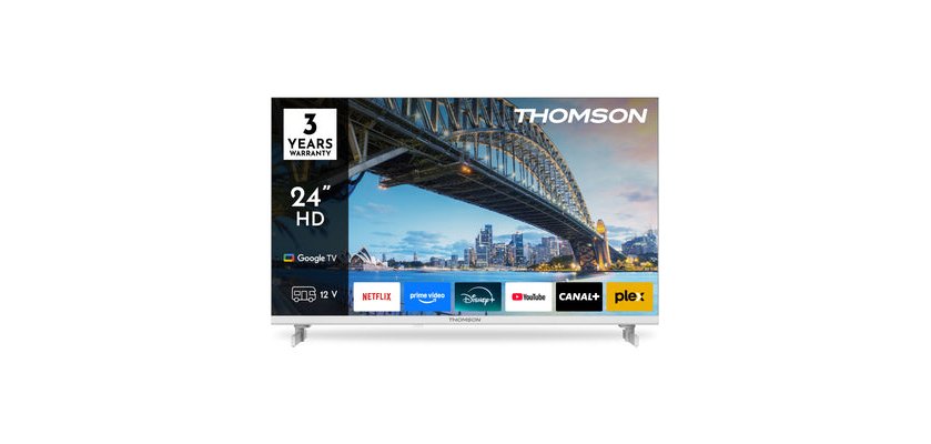 THOMSON TV LED 60 cm Thomson Google TV 24 HD 12V Blanc