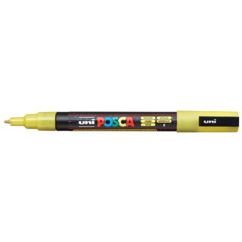 Marqueur pointe conique fine en plastique, à base d'eau, encre à pigmentation Jaune Pailleté