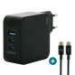 Mobilis Charger 100W 2USB C 1USBA GaN cable 100W Portátil, Smartphone, Tableta Negro Corriente alterna Interior