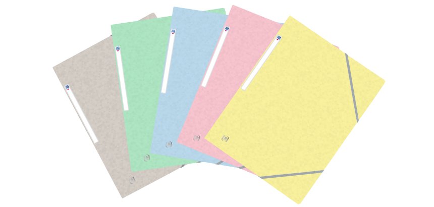 Chemise oxford top file+ carte lustree a4 210x297mm 3  rabats elast etiquette dos    coloris assortis pastel lot 5