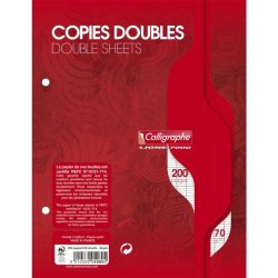 Copies doubles perforées 2 trous 70g 200pages grands carreaux format 17x22-Sous film-CAL 7000