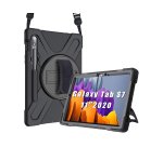 DLH Coque renforcee avec bandouliere, poignee rotative et pied support pour Samsung Galaxy Tab S7 (SM-T870 / SM-T875 / SM-T876)