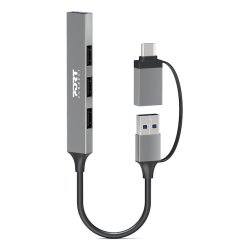 Port Designs 900160 hub & concentrateur USB Type-C 5000 Mbit/s Argent