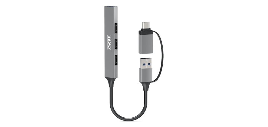 Port Designs 900160 hub & concentrateur USB Type-C 5000 Mbit/s Argent
