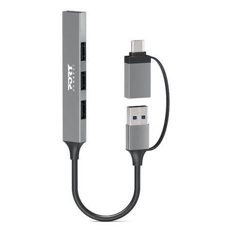 Port Designs 900160 hub & concentrateur USB Type-C 5000 Mbit/s Argent
