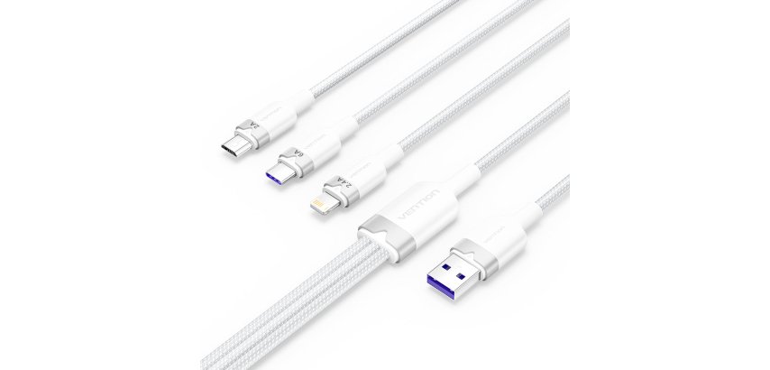 Vention CTRWG cable USB USB 2.0 1,5 m USB A USB C/Micro-USB B/Lightning 0,48 Gbit/s 120 W Blanco