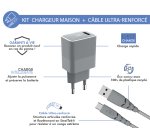 Chargeur pour téléphone mobile Force Power Chargeur secteur USB A + Cable USB C 1.2m Recycle Gris