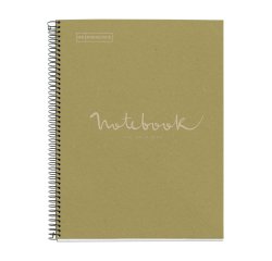 Notebook Eco Emotions, Carton recyclé, A4, quadrillage 5x5 mm, 80 feuilles de 1 couleur, Miquelrius, Vert.
