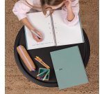 Notebook Eco Emotions, Carton recyclé, A4, quadrillage 5x5 mm, 80 feuilles de 1 couleur, Miquelrius, Bleu.
