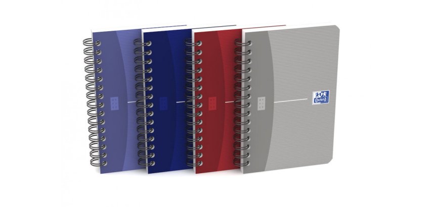 Carnet Oxford office Essentials 9x14cm petits carreaux 5mm 100 pages reliure spirale couverture carte coloris assortis