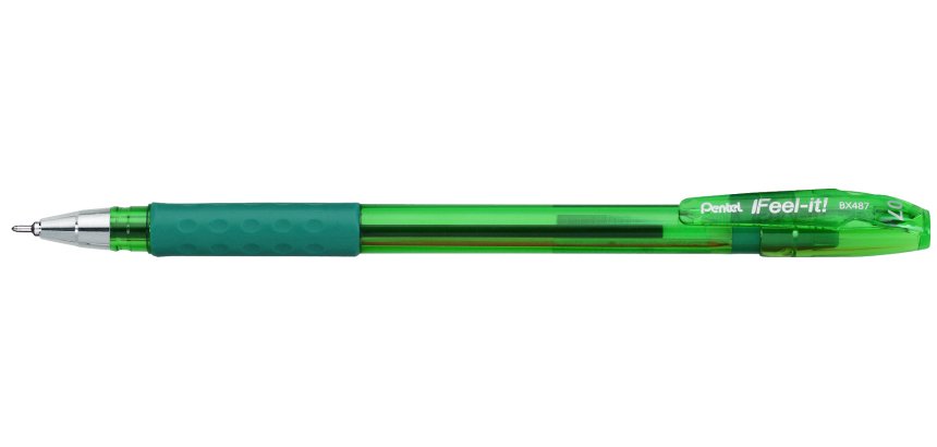 Stylo-bille pentel feel-it écriture moyenne pointe 0.7mm encre coloris vert