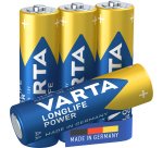 Varta Longlife Power, Batteria Alcalina, AA, Mignon, LR6, 1.5V, Blister da 4, Made in Germany