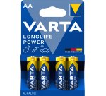Varta Longlife Power, Batteria Alcalina, AA, Mignon, LR6, 1.5V, Blister da 4, Made in Germany