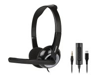 Hamlet HHEADMUS-CJ cuffia e auricolare Cablato A Padiglione Ufficio USB tipo-C Nero