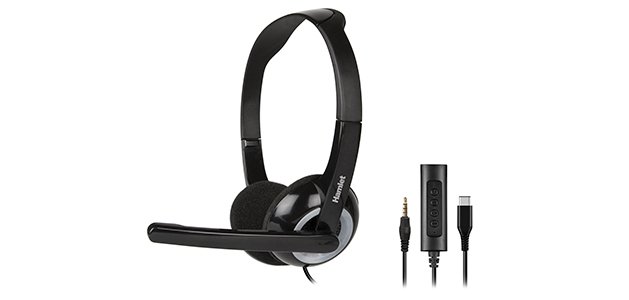 Hamlet HHEADMUS-CJ cuffia e auricolare Cablato A Padiglione Ufficio USB tipo-C Nero
