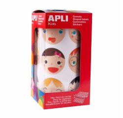 Gommette apli kids 33mm emotions assorties rouleau 380unites