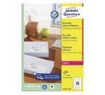Etiquette adresse laser recyclée 63,5 X 46,6 mm blanche Avery LR7161 - Boîte de 1800