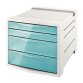 Bloc de classement 4 tiroirs Colour'Breeze Bleu. Dimensions (lxhxp) : 24,5x36,5x28,5cm