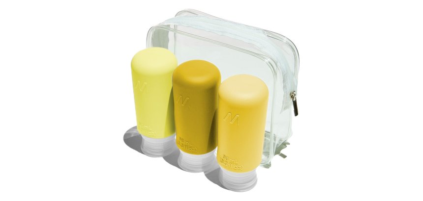 Muitomas Set flaconcini da viaggio giallo