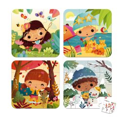 Puzzles progressifs janod les 4 saisons 4 puzzles de 6 9 12 et 16 pieces
