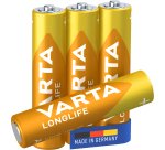 Varta Longlife, Batteria Alcalina, AAA, Micro, LR03, 1.5V, Blister da 4, Made in Germany