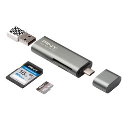 PNY R-TC-UA-3N1E01-RB lecteur de carte mémoire USB 3.2 Gen 1 (3.1 Gen 1) Type-C Métallique