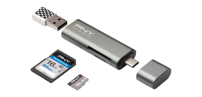 PNY R-TC-UA-3N1E01-RB lecteur de carte mémoire USB 3.2 Gen 1 (3.1 Gen 1) Type-C Métallique