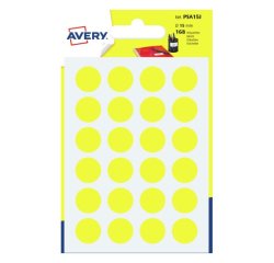 Avery PSA15J etichetta autoadesiva Rotondo Permanente Giallo 168 pz