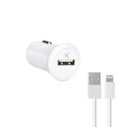 Chargeur usb voiture ksix sortie 2.4a compatible iphone ipod connectique lightning    longueur cable 1m