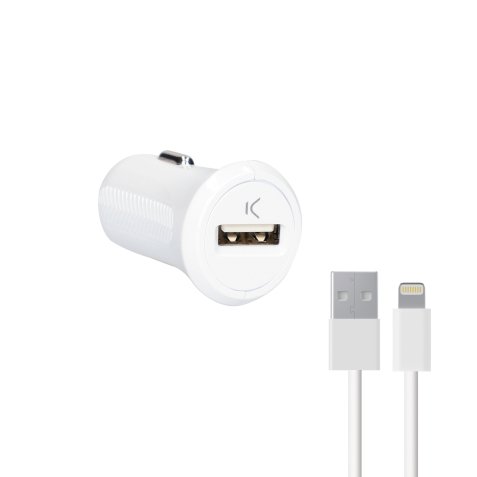 Chargeur usb voiture ksix sortie 2.4a compatible iphone ipod connectique lightning    longueur cable 1m