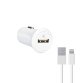 Chargeur usb voiture ksix sortie 2.4a compatible iphone ipod connectique lightning    longueur cable 1m