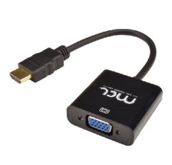 MCL CG-287C câble vidéo et adaptateur 0,24 m HDMI Type A (Standard) VGA (D-Sub) + 3,5 mm Noir