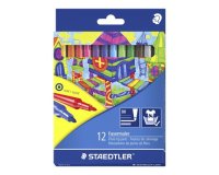 Stylo feutre staedtler 325 pointe moyenne 1mm pack de 12 couleurs assorties