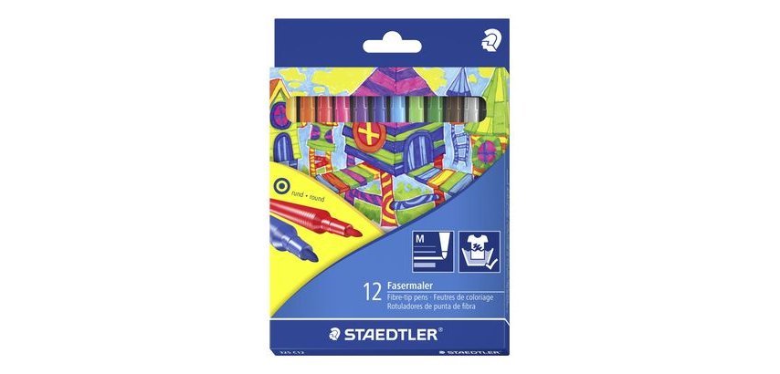 Stylo feutre staedtler 325 pointe moyenne 1mm pack de 12 couleurs assorties