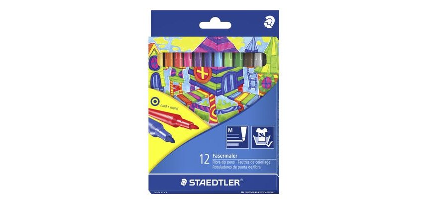 Stylo feutre staedtler 325 pointe moyenne 1mm pack de 12 couleurs assorties