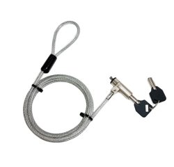 DLH Câble de sécurité antivol Nano à clé - Livré avec 2 clés - Longueur 1.8m - Gris