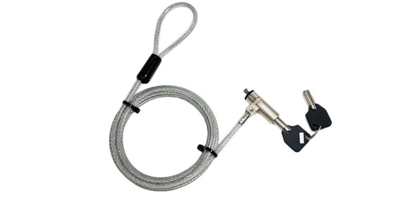 DLH Câble de sécurité antivol Nano à clé - Livré avec 2 clés - Longueur 1.8m - Gris