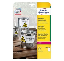 Etichette adesive L4719 - in poliestere - laser - permanenti - 105 x 148 mm - 4 et/fg - 20 fogli - bianco - Avery