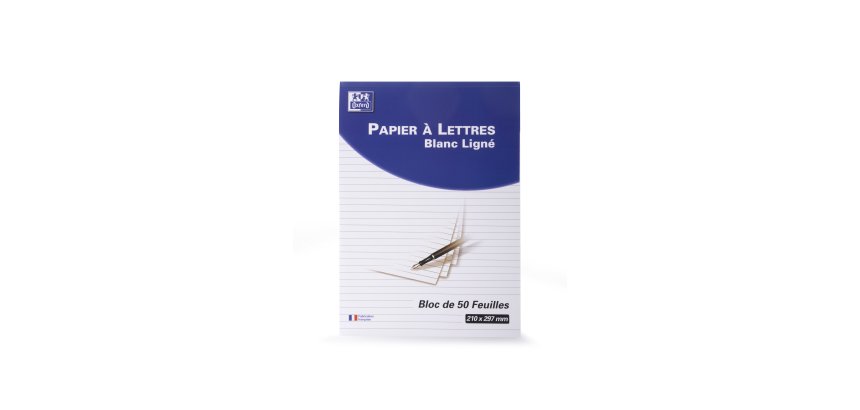 Bloc De Correspondance Oxford Endosse 210X297 100P Optik P. Ligne 8Mm Tete+Pied Blanc