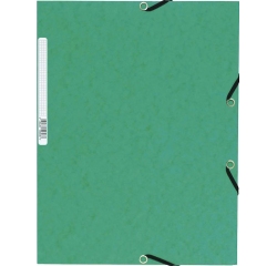 Chemise exacompta 3 rabats carte lustree 355gr a4        fermeture elastique etiquette coloris vert lot 10 unites
