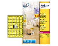 Etiquette avery fluorescente laser jaune 38,1 x 21,2mm     boite de 1625