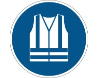 Sticker sol durable gilet securite obligatoire reflechissant antiderapant resiste abrasion dechirures diametre 43cm bleu