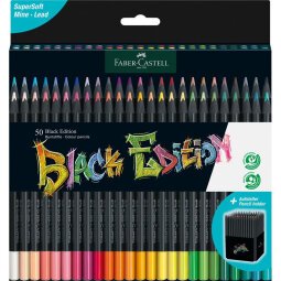 Etui en carton de 50 crayons de couleur Black Edition