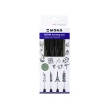 Stylo-feutre tombow mono drawing pen set fine 4 pieces 005 01 03 05 coloris noir