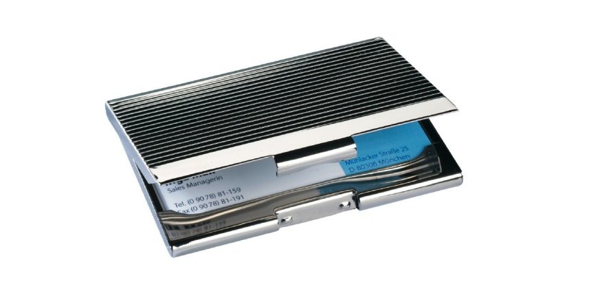 étui de cartes de visite chromé, argent brillant