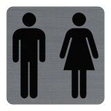 Plaque adhésives imitation aluminiumToilettes dame / homme 7,5x7,5 cm 67178E