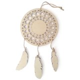 Attrape reves plumes graine creative bois 12,5x23,5xo,5   cm a decorer